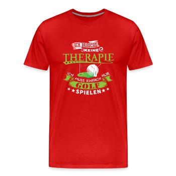 Thérapie Golf - Cadeau pour les golfeurs - Devis Golf - T-shirt bio Premium Homme - rouge - Devant - Damien (186cm)