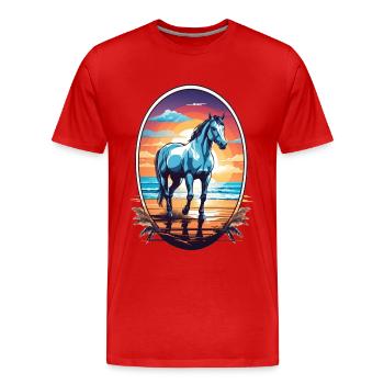 Cheval sur la plage - T-shirt bio Premium Homme - rouge - Devant - Damien (186cm)