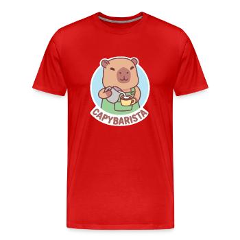Mignon Capybara Barista Et Café Drôle Jeu De Mots - T-shirt bio Premium Homme - rouge - Devant - Damien (186cm)