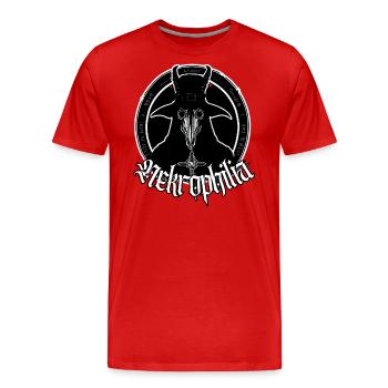 Pest Liebe Rabenmaske - Männer Premium Bio T-Shirt - Rot - Vorne - Damien (186cm)