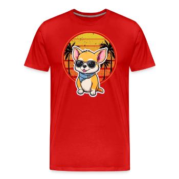 Chiller Chihuahua East Coast West Coast - Men's Premium Organic T-Shirt - red - Front - Damien (186cm)