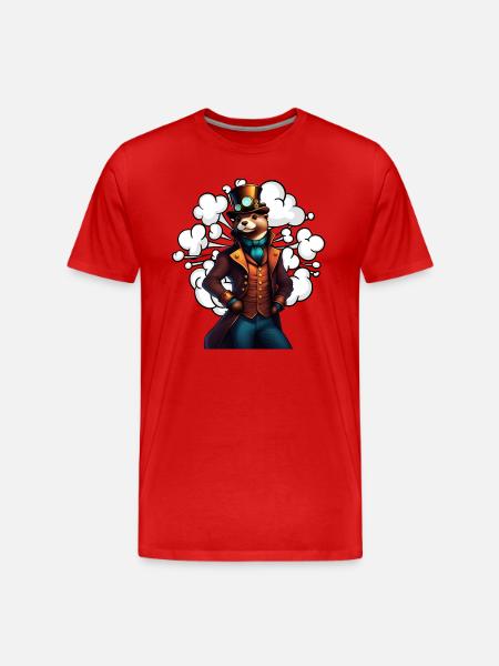 Inventive Otter Steampunk Technikotter - Men's Premium Organic T-Shirt - red