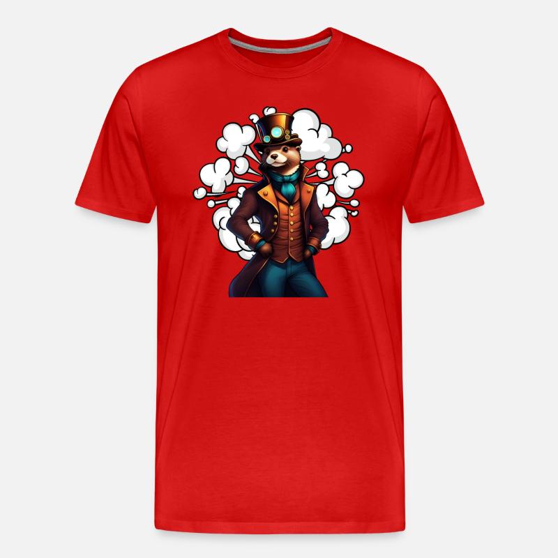 Erfindergeist Otter Steampunk Technikotter - Männer Premium Bio T-Shirt - Rot