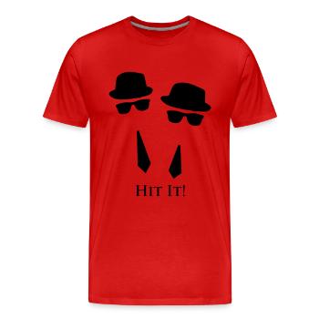 The Blues Man Hit It! Sillouette - Männer Premium Bio T-Shirt - Rot - Vorne - Damien (186cm)