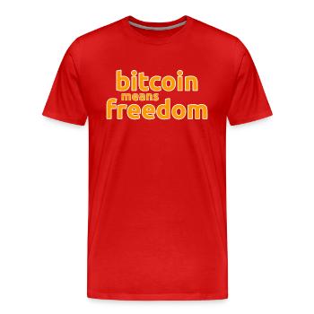bitcoin means freedom - Männer Premium Bio T-Shirt - Rot - Vorne - Damien (186cm)