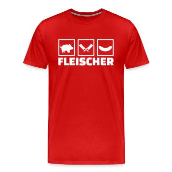 Fleischer - Männer Premium Bio T-Shirt - Rot - Vorne - Damien (186cm)