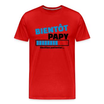 bientôt papy - T-shirt bio Premium Homme - rouge - Devant - Damien (186cm)