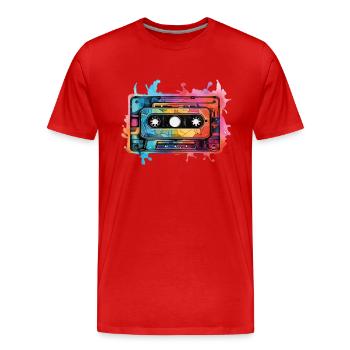 Kassette - Männer Premium Bio T-Shirt - Rot - Vorne - Damien (186cm)