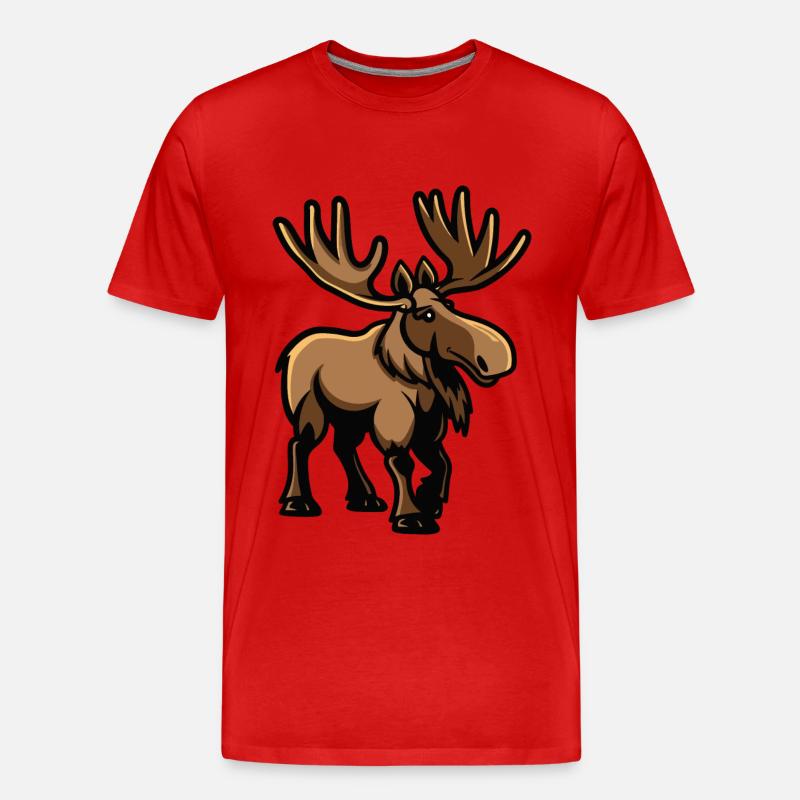 Elch Comic - Männer Premium Bio T-Shirt - Rot