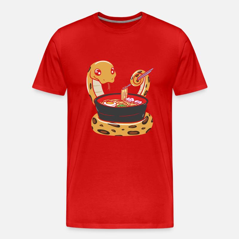 King python eating ramen - Men's Premium Organic T-Shirt - red