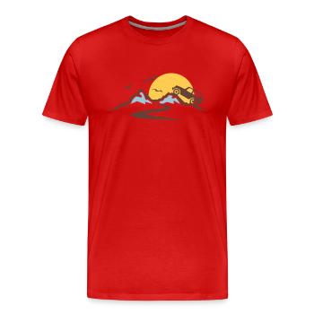 Reise - Berge Jeep - Männer Premium Bio T-Shirt - Rot - Vorne - Damien (186cm)