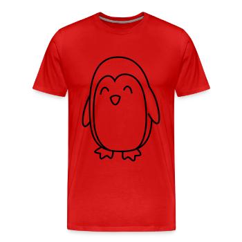 Pinguin Comic Tier - Männer Premium Bio T-Shirt - Rot - Vorne - Damien (186cm)