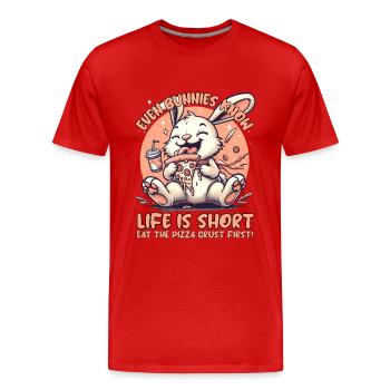 BUNNIES PIZZA - Men's Premium Organic T-Shirt - red - Front - Damien (186cm)