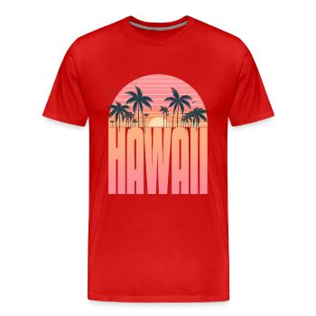 Sérénité au coucher du soleil tropical : l’ Aloha, Hawaï - T-shirt bio Premium Homme - rouge - Devant - Damien (186cm)