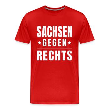Antifaschismus Antifaschist Sachsen Gegen Rechts - Männer Premium Bio T-Shirt - Rot - Vorne - Damien (186cm)