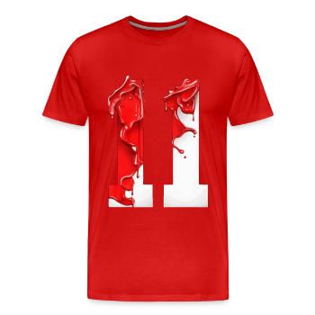 NR. 11 NUMMER 11 ROT WEIß 11. GEBURTSTAG - Männer Premium Bio T-Shirt - Rot - Vorne - Damien (186cm)