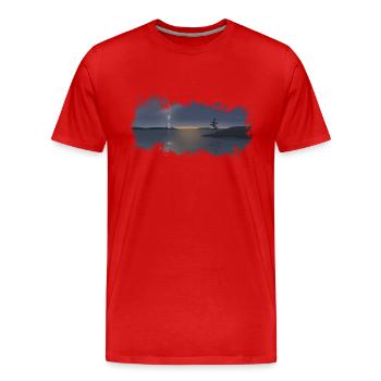 Sea and land. West Coast at sunset. - Men's Premium Organic T-Shirt - red - Front - Damien (186cm)