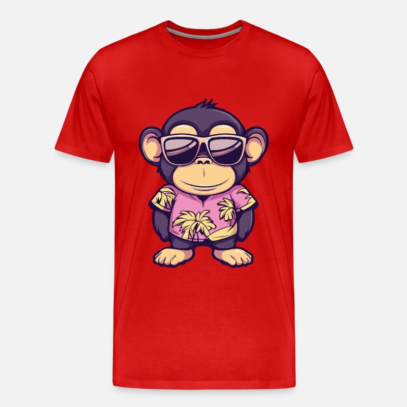 Affe Comic Lustig Sommer - Männer Premium Bio T-Shirt - Rot