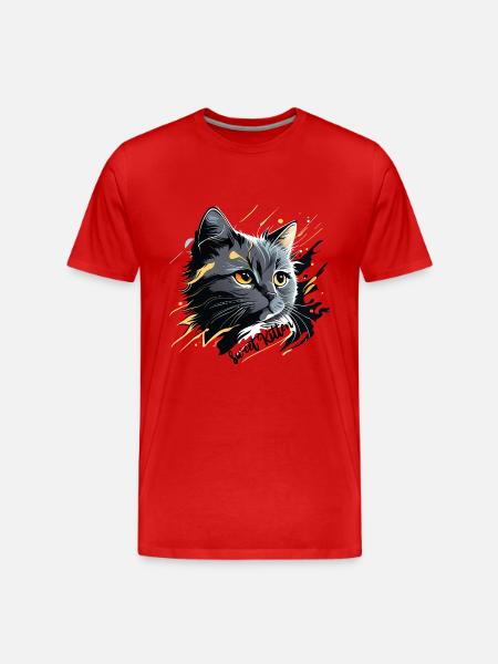 gray kitten, cat - Men's Premium Organic T-Shirt - red