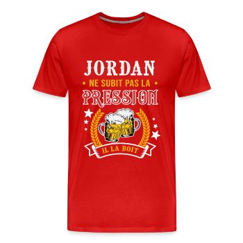 Jordan et bière & jordan cadeau jordan fête - T-shirt bio Premium Homme - rouge - Devant - Damien (186cm)