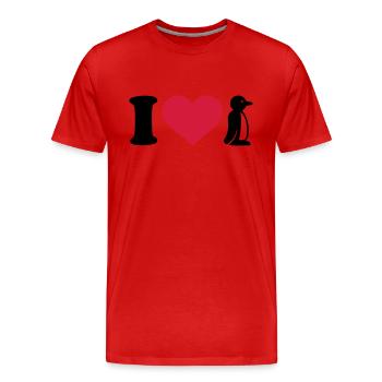 I love Manchot - T-shirt bio Premium Homme - rouge - Devant - Damien (186cm)