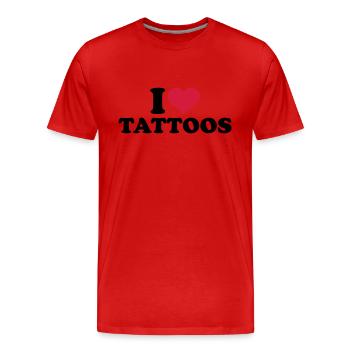 I love Tattoos - T-shirt bio Premium Homme - rouge - Devant - Damien (186cm)