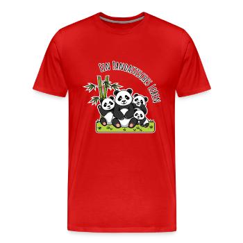 A Pandastic Life - Happy Panda Family - Men's Premium Organic T-Shirt - red - Front - Damien (186cm)