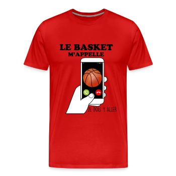 Le Basket M'Appelle Cadeau Basketteur - T-shirt bio Premium Homme - rouge - Devant - Damien (186cm)