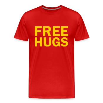 Free hugs - Männer Premium Bio T-Shirt - Rot - Vorne - Damien (186cm)