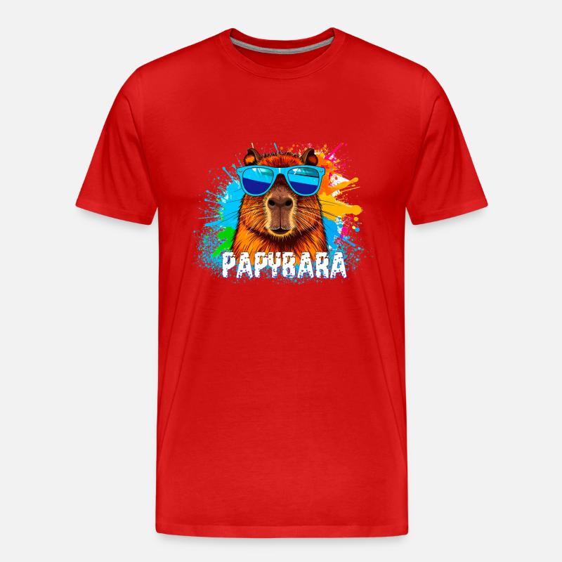 capybara mit sonnenbrille, illustration,graffiti - Männer Premium Bio T-Shirt - Rot