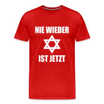 Nie wieder ist jetzt - Männer Premium Bio T-Shirt - Rot - Vorne - Damien (186cm)