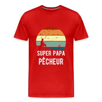 Super papa pêcheur cadeau pêcheur - T-shirt bio Premium Homme - rouge - Devant - Damien (186cm)