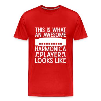 Harmonica Musican Awesome Player Looks Like - Männer Premium Bio T-Shirt - Rot - Vorne - Damien (186cm)