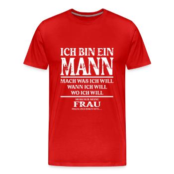 Fun Sayings - Funny Man Saying Funny Funny - Men's Premium Organic T-Shirt - red - Front - Damien (186cm)