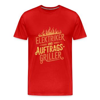 Elektriker und Auftragsgriller - Männer Premium Bio T-Shirt - Rot - Vorne - Damien (186cm)