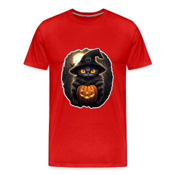 Schwarzer Kater - Männer Premium Bio T-Shirt - Rot - Vorne - Damien (186cm)