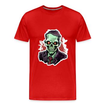 Zombie d’Halloween - T-shirt bio Premium Homme - rouge - Devant - Damien (186cm)