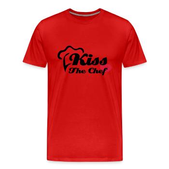 Kiss The Chef - Männer Premium Bio T-Shirt - Rot - Vorne - Damien (186cm)