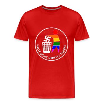 Gegen rechts - halte deine umwelt sauber - Männer Premium Bio T-Shirt - Rot - Vorne - Damien (186cm)