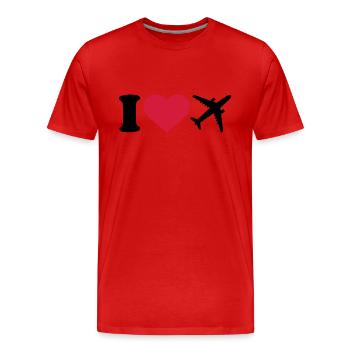Flugzeug - Männer Premium Bio T-Shirt - Rot - Vorne - Damien (186cm)