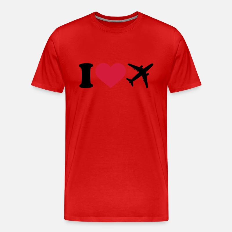 Flugzeug - Männer Premium Bio T-Shirt - Rot
