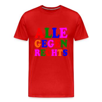 Alle gegen rechts - Männer Premium Bio T-Shirt - Rot - Vorne - Damien (186cm)