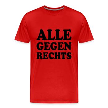 Alle gegen rechts - Männer Premium Bio T-Shirt - Rot - Vorne - Damien (186cm)