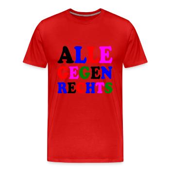 Alle gegen rechts - Männer Premium Bio T-Shirt - Rot - Vorne - Damien (186cm)