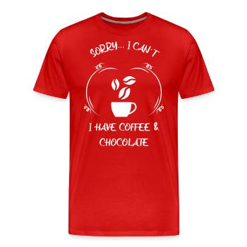 Café, expresso, café et chocolat - T-shirt bio Premium Homme - rouge - Devant - Damien (186cm)