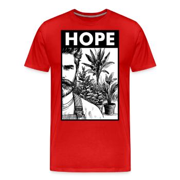 Les plantes sont notre espoir - T-shirt bio Premium Homme - rouge - Devant - Damien (186cm)