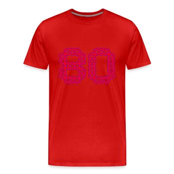 80. 80 JAHRE. 80-JÄHRIGES JUBILÄUM. 80-JÄHRIGES JUBILÄUM. - Männer Premium Bio T-Shirt - Rot - Vorne - Damien (186cm)