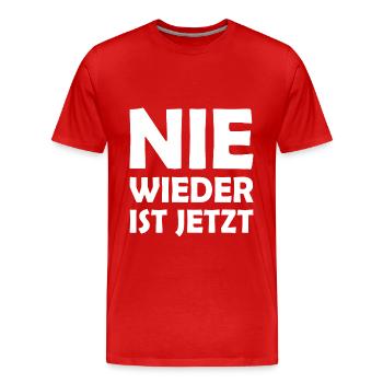 Nie wieder ist jetzt - Männer Premium Bio T-Shirt - Rot - Vorne - Damien (186cm)