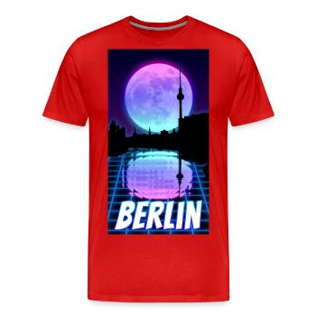Berlin Skyline Night Moon Nightlife Capital - Men's Premium Organic T-Shirt - red - Front - Damien (186cm)
