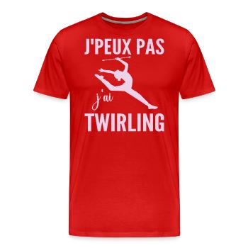 Ich kann nicht Ich Wirbel Humor Frau Wirbel - Männer Premium Bio T-Shirt - Rot - Vorne - Damien (186cm)